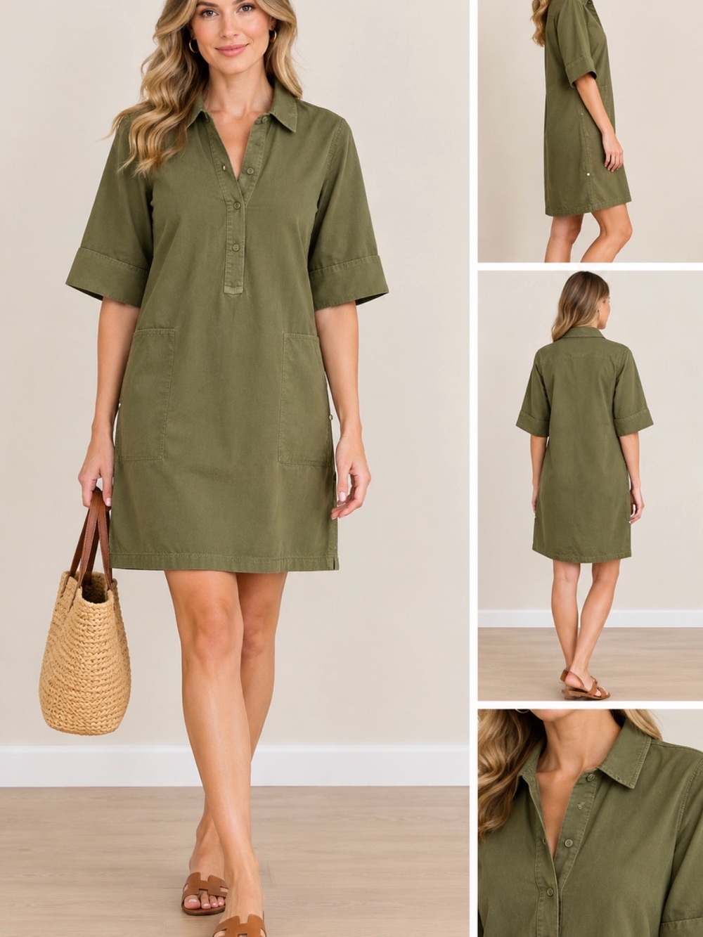 Lafayette 148 New York Olive Green Button-Front Swim Coverup